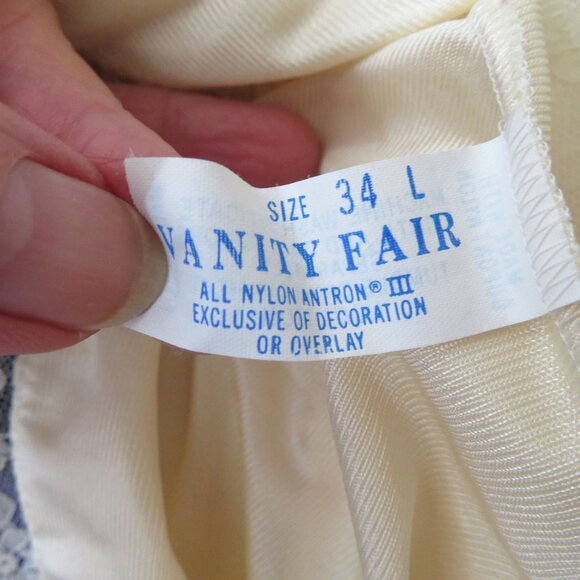 Vintage Vanity Fair Nylon Full Slip Dress Size 34L Beige Lace Overlay USA Made - Picture 12 of 13